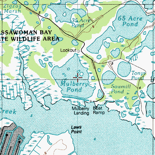 Topographic Map of Mulberry Pond, DE