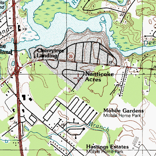Topographic Map of Nanticoke Acres, DE