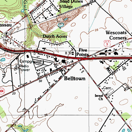 Topographic Map of Nassau School, DE