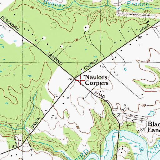 Topographic Map of Naylors Corners, DE
