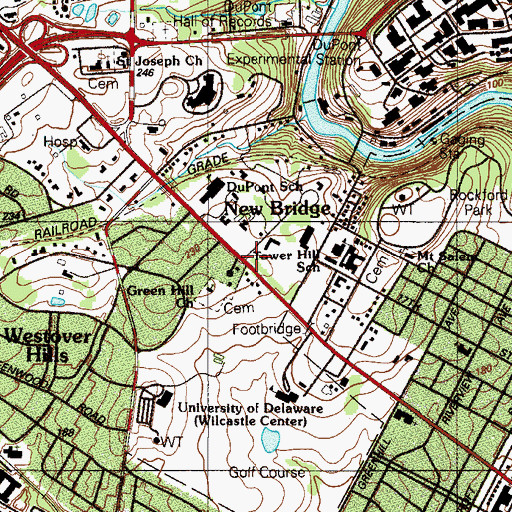 Topographic Map of New Bridge, DE