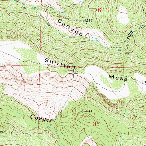 Topographic Map of Shirttail Mesa, AZ