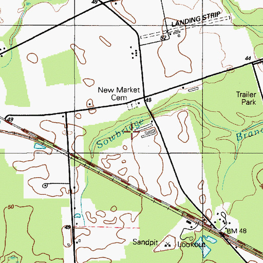 Topographic Map of New Market Cemetery, DE