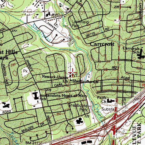 Topographic Map of Newark Union Church, DE