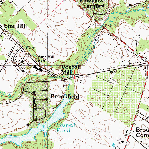 Topographic Map of Newell Branch, DE