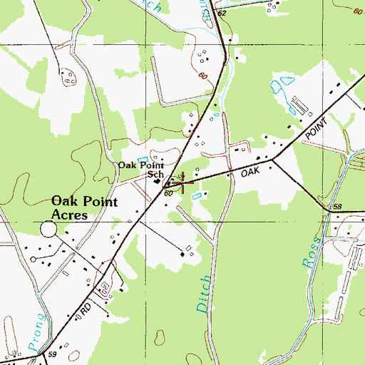 Topographic Map of Oak Point School, DE