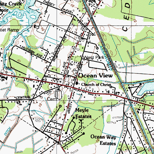 Topographic Map of Ocean View, DE