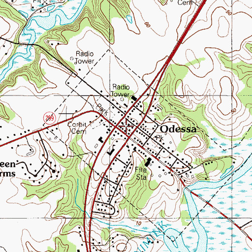 Topographic Map of Odessa, DE