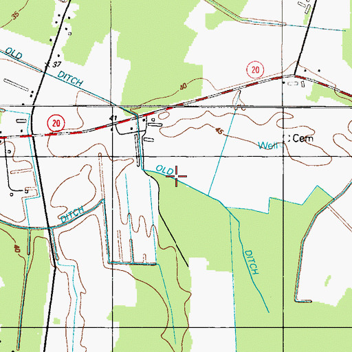 Topographic Map of Old Ditch, DE