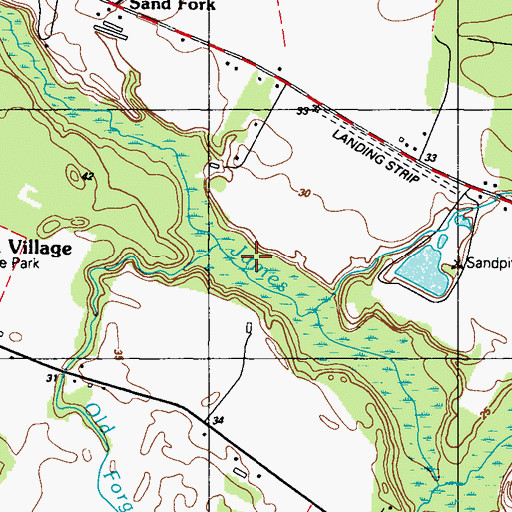Topographic Map of Old Forge Branch, DE