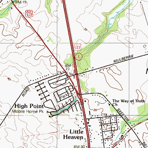 Topographic Map of Olive School, DE