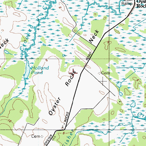 Topographic Map of Oyster Rocks Neck, DE