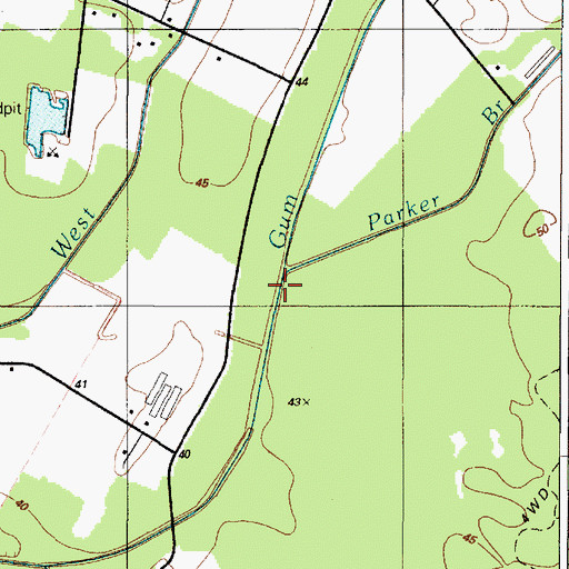 Topographic Map of Parker Branch, DE
