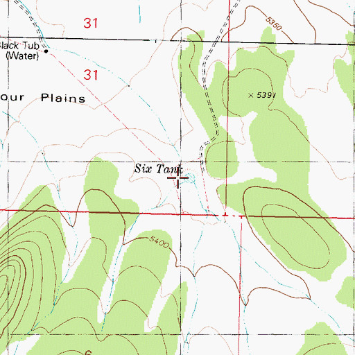 Topographic Map of Six Tank, AZ