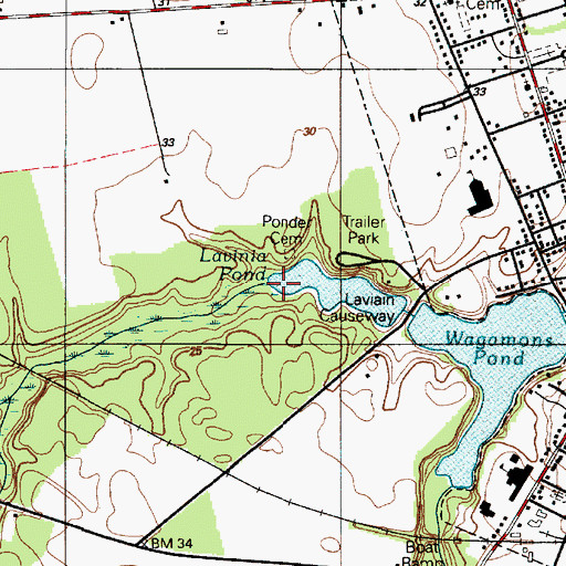 Topographic Map of Pemberton Branch, DE
