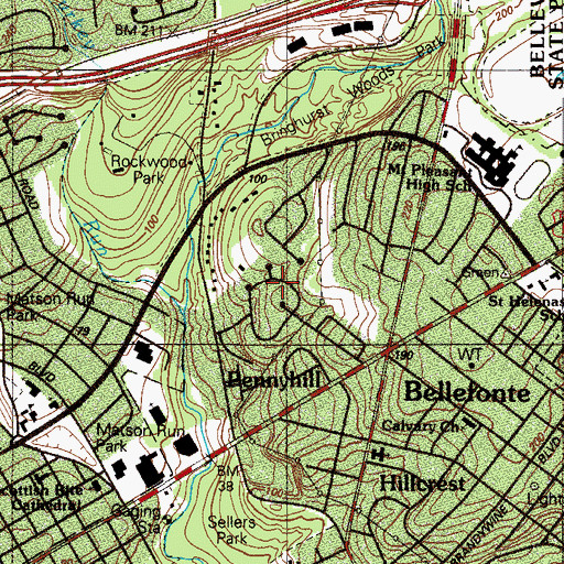 Topographic Map of Pennyhill, DE