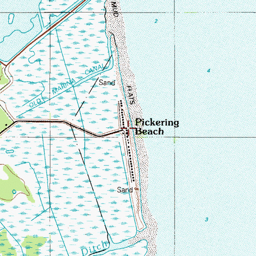 Topographic Map of Pickering Beach, DE