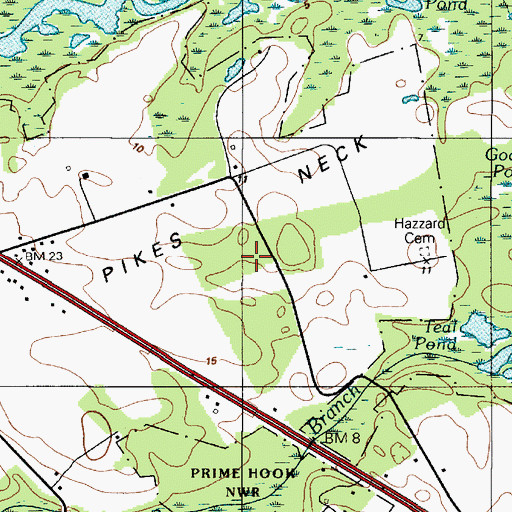 Topographic Map of Pikes Neck, DE