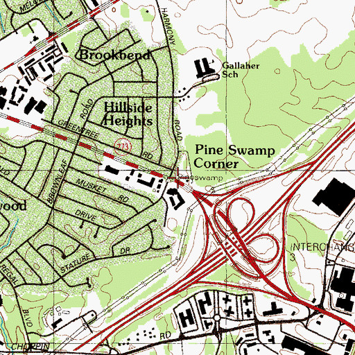 Topographic Map of Pine Swamp Corner, DE