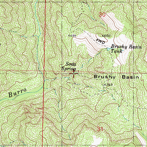 Topographic Map of Soda Spring, AZ