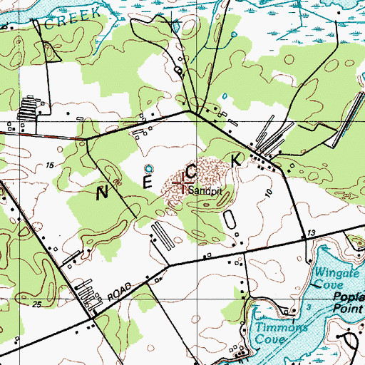 Topographic Map of Piney Neck, DE