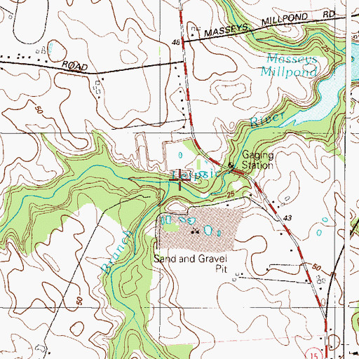 Topographic Map of Pinks Branch, DE