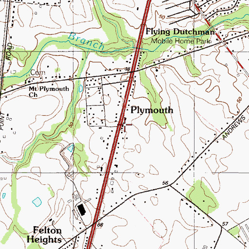 Topographic Map of Plymouth, DE