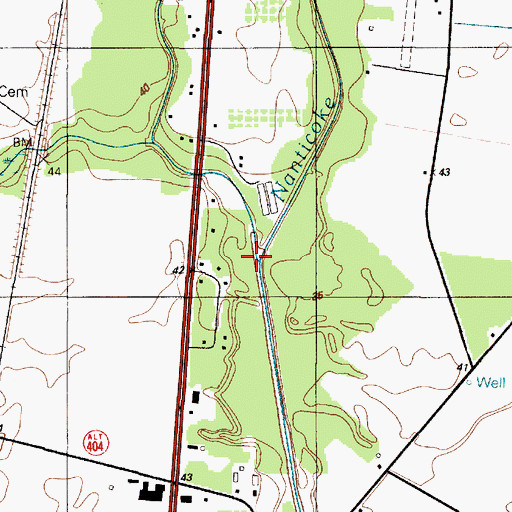 Topographic Map of Polk Branch, DE