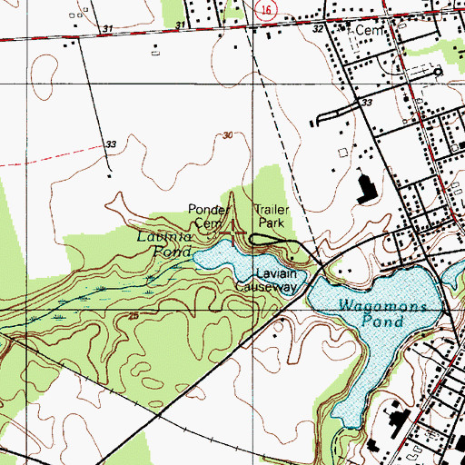 Topographic Map of Ponder Cemetery, DE