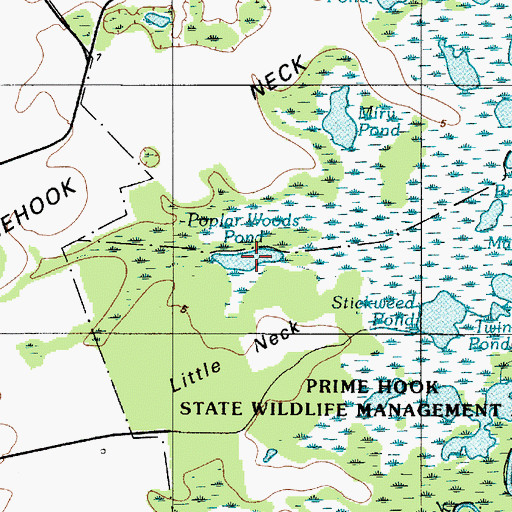Topographic Map of Poplar Woods Pond, DE