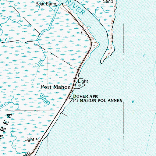 Topographic Map of Port Mahon, DE