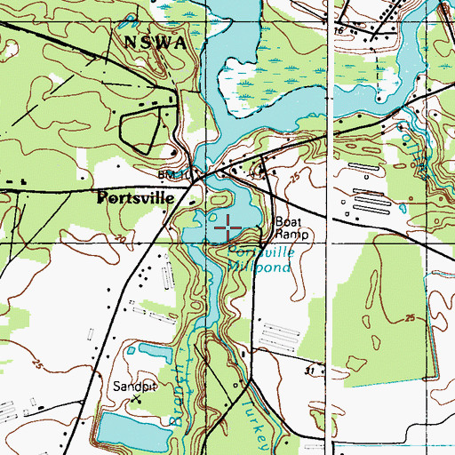 Topographic Map of Portsville Millpond, DE