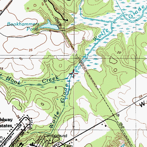 Topographic Map of Pot Hook Creek, DE