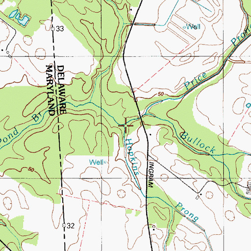 Topographic Map of Price Prong, DE