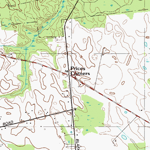 Topographic Map of Prices Corners, DE