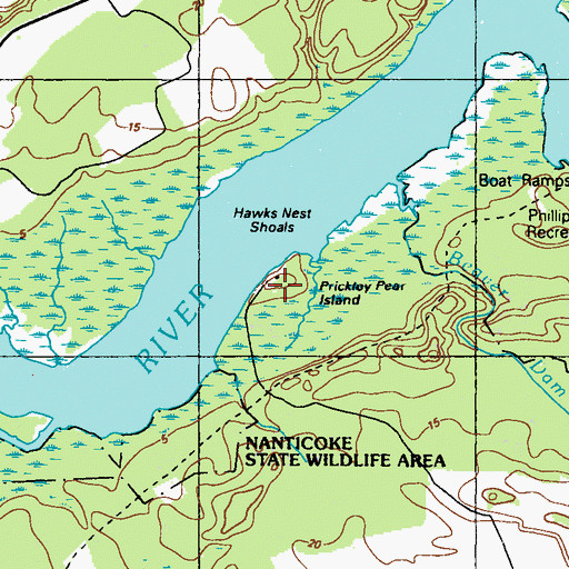 Topographic Map of Prickley Pear Island, DE