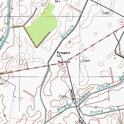 Topographic Map of Prospect Church, DE