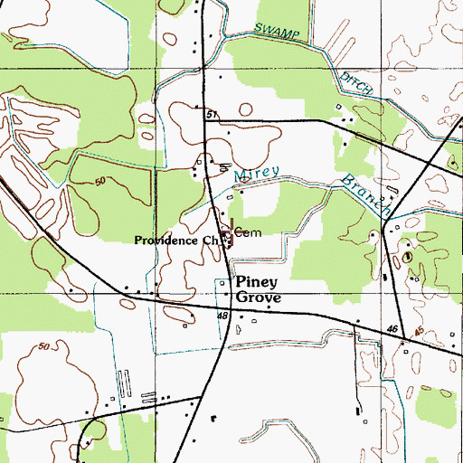 Topographic Map of Providence Church, DE