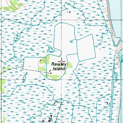 Topographic Map of Rawley Island, DE