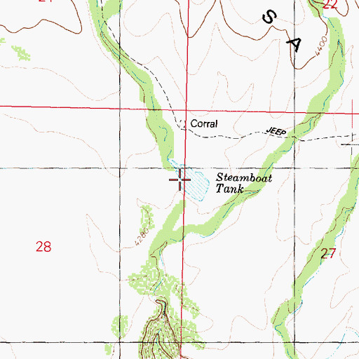 Topographic Map of Steamboat Tank, AZ