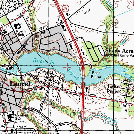 Topographic Map of Records Pond, DE