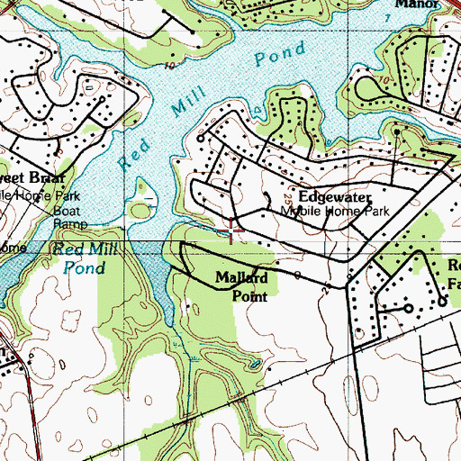 Topographic Map of Red Mill Pond, DE