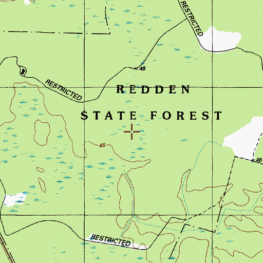 Topographic Map of Redden State Forest, DE