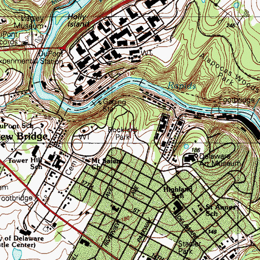 Topographic Map of Rockford Park, DE