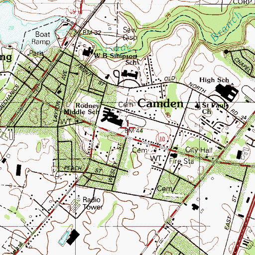 Topographic Map of Caesar Rodney Junior High School, DE