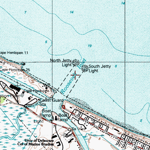 Topographic Map of Roosevelt Inlet, DE