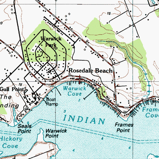 Topographic Map of Rosedale Beach, DE