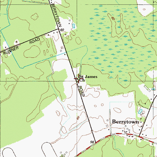 Topographic Map of Saint James Church, DE
