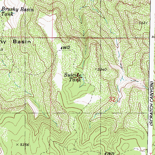 Topographic Map of Suicide Tank, AZ