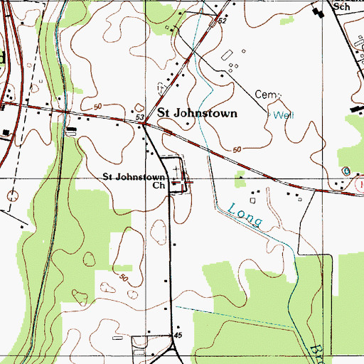 Topographic Map of Saint Johnstown Church, DE